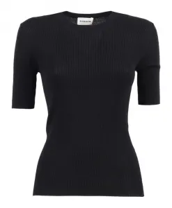 Черный ребристый шерстяной свитер с короткими рукавами P.A.R.O.S.H., черный