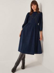 Вышитое платье из вельвета Leona Monsoon, Navy