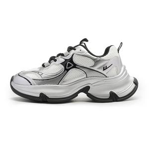 Женские кроссовки с низким верхом и массивной подошвой, увеличивающие рост, износостойкие, легкие и дышащие WARRIOR, Silver White Black