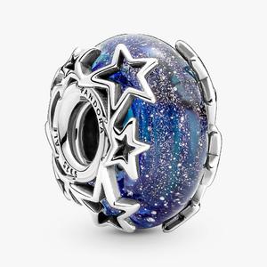Шарм Pandora Galaxy Blue & Star Murano, серебро/синий