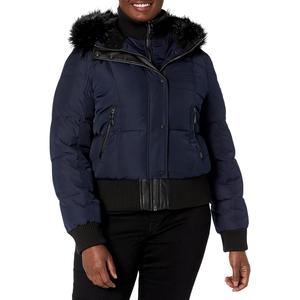 Куртка Vince Camuto Warm Winter Faux Trimmed Hood, темно-синий