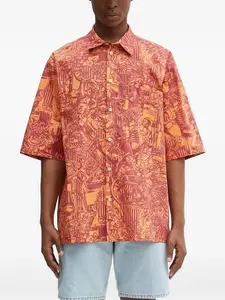 Рубашка с короткими рукавами и абстрактным принтом Marcelo Burlon County of Milan, оранжевый