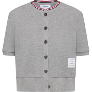 Кардиган в рубчик с полосками rwb THOM BROWNE, серый