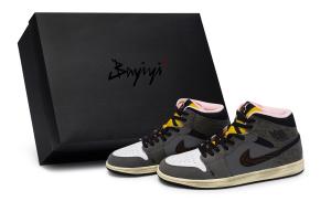 Jordan Кроссовки Air 1 Vintage Unisex Mid top Black/Gray