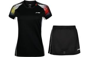 Женские повседневные костюмы из коллекции Li Ning для бадминтона, с круглым вырезом, средней длины., set (черный)