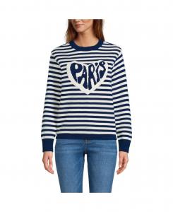 Женский жаккардовый свитер Drifter с круглым вырезом Lands' End, Paris heart