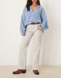 Мешковатые джинсы с низкой посадкой бежевого цвета Abercrombie & Fitch