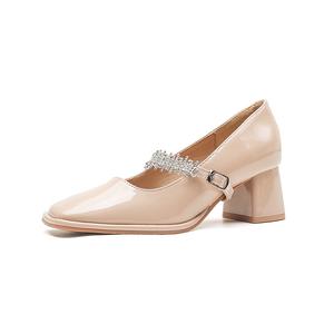 Туфли Мэри Джейн на массивном каблуке для женщин Bamiti, Nude