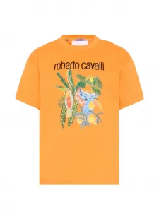 Футболка с принтом и короткими рукавами Roberto Cavalli Junior, оранжевый