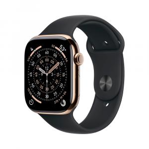 Умные часы Apple Watch Series 11 (GPS+Cellular), 46 мм, Gold Titanium Case/Black Sport Band - XL