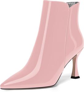 Женские ботильоны MERRORI на высоком каблуке 3,3 дюйма с заостренным носком, вечерние, с молнией и глянцевой отделкой