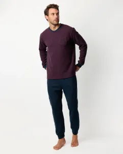 Мужская пижама длинная из миланской ткани бордового цвета Admas