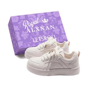 Alxnan Женские повседневные туфли Casual Shoes низкие голубые/экрю с зеленой коробкой, цвет Green+Box