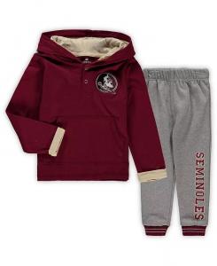 Комплект из толстовки и спортивных штанов Florida State Seminoles Poppies гранатового, серого цвета для малышей Colosseum