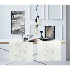 Дорожка для стола 6303 CHRISTMAS GLAM, Рождественский декор, Рождество Люрекс-Жаккардовая ткань Apelt, белый/серебристый