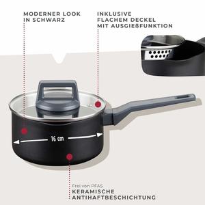 Кастрюля Fackelmann 16 см с ручкой Эффектная кастрюля с керамическим покрытием Переработанный алюминий, антипригарное покрытие, термостойкий В комплект входит стеклянная крышка Для всех типов плит, включая индукционные