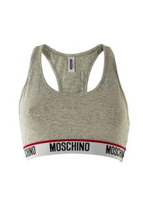 Женское бюстье - бюстгальтер, спортивный бюстгальтер, спинка-борцовка, хлопок стрейч, однотонное MOSCHINO, серый