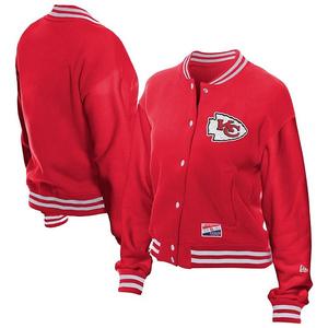 Женская красная куртка Kansas City Chiefs Throwback Fleece Full-Snap New Era