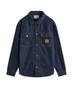 Темно-Синяя джинсовая рубашка-куртка Carhartt Wip, синий