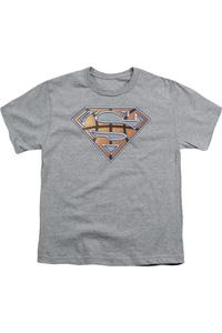 Футболка с коротким рукавом для детей с принтом "Щит Супермена" Gildan, Athletic Heather