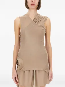 Драпированный топ без рукавов Rick Owens, светло-коричневый