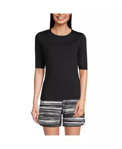 Женский рашгард с рукавом до локтя UPF 50 Lands' End, черный