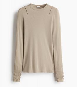 Лонгслив H&M Pima cotton, серо-коричневый