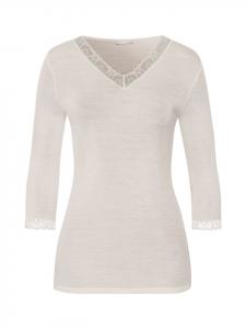 Hanro Шерстяная кружевная ночная рубашка туманно-белого цвета