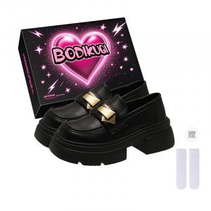 Boldi Kuki Лоферы женские коричневые/глянцевый черный/матовый черный - глянцевый черный (эксклюзивная коробка для обуви + в комплекте носки)