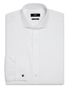 Однотонная классическая рубашка узкого кроя BOSS, белый