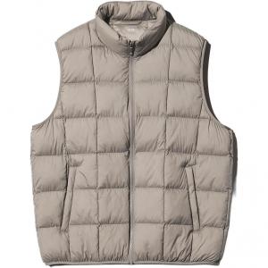 UNIQLO Пуховик-жилет Unisex темно-бежевый с воротником-стойкой умеренной высоты