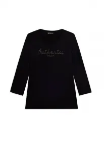 Футболка 3/4 "аутентичная" с логотипом, украшенным стразами. Freddy, Black