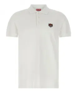 Приталенная рубашка-поло Happy Tiger с вышивкой Kenzo, белый