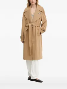 Пальто с поясом и логотипом KARL LAGERFELD, нейтральный
