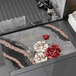 Dajiang Ковер 80х120 см для ванной/кухни/прихожей мягкий, нескользящий, быстросохнущий, с узором Gold Rose