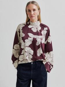 Блузка Elbie с цветочным принтом и высоким воротником Second Female, Burgundy/White
