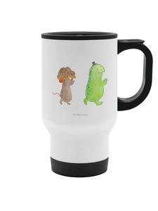 Mr. & Mrs. Panda Кофейная кружка с крышкой, с изображением черепахи и мыши, без буквы S... белого цвета