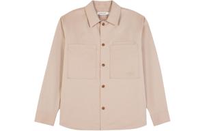 Рубашка-оверсайт с вышитым логотипом maison kitsuné на пуговицах Maison Kitsune, светло-бежевый