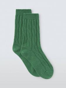 Уютные носки для кровати из кашемира с рельефным узором John Lewis, Green