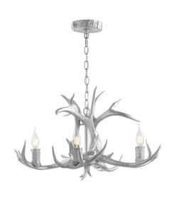 Регулируемая светодиодная люстра Eldora 26 дюймов с 4 плафонами, изготовленная из смолы и имеющая декоративные рога Jonathan Y, серебро