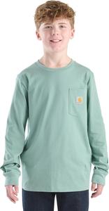 Carhartt мальчиковая футболка с длинным рукавом, логотипом на рукаве и карманом, Patina