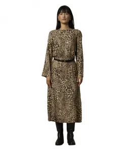 Элегантное длинное платье с узором Kocca, коричневый