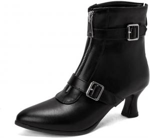 Женские ботильоны DEERBUNNY с пряжкой, каблук-лодочка, закрытый носок, двойная молния, вечерние короткие ботинки с низким каблуком, модные платьевые ботинки