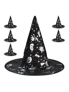 Relaxdays Шляпа 6 x Hexenhut in Schwarz/ Silber