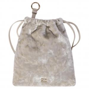 Miu Miu Тканевый клатч женский, цвет слоновой кости