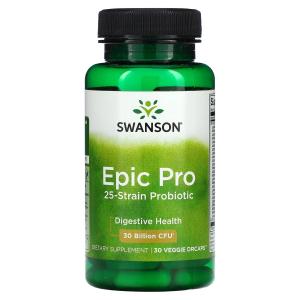 Пробиотик Swanson Epic Pro с 25 штаммами для пищеварения, 30 вегетарианских капсул