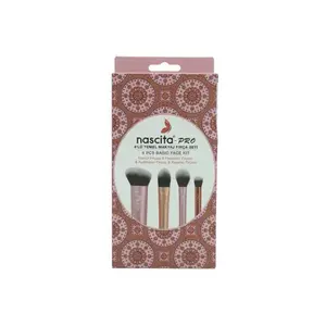 Набор кистей для макияжа (4 шт.): контурная, тональная, хайлайтер, консилер. Nascita