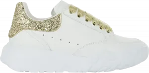 Кроссовки Alexander McQueen Wmns Court Trainer White Gold Glitter, белый