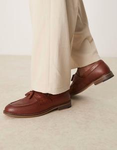 Лоферы ASOS DESIGN из коричневой кожи с кисточками