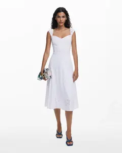 Вышитое миди-платье Desigual, белый